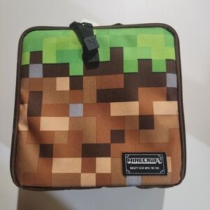NWT Jinx Minecraft Dirt Block Insulated Lunch Box Pixels Zip Hook & Loop Strap